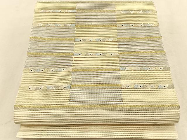 平和屋着物＊夏物　八寸名古屋帯　絽綴れ　抽象文様　金銀糸　正絹　逸品　CABK1344fb