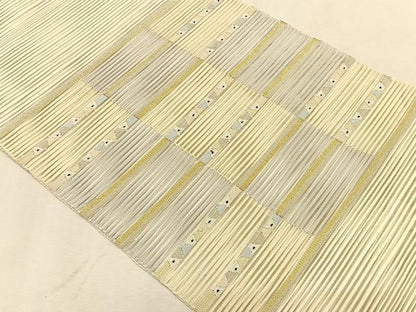 平和屋着物＊夏物　八寸名古屋帯　絽綴れ　抽象文様　金銀糸　正絹　逸品　CABK1344fb