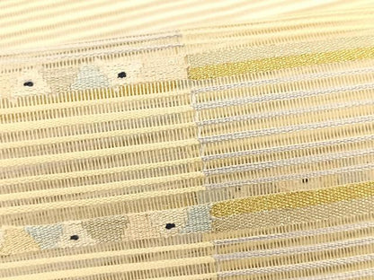 平和屋着物＊夏物　八寸名古屋帯　絽綴れ　抽象文様　金銀糸　正絹　逸品　CABK1344fb