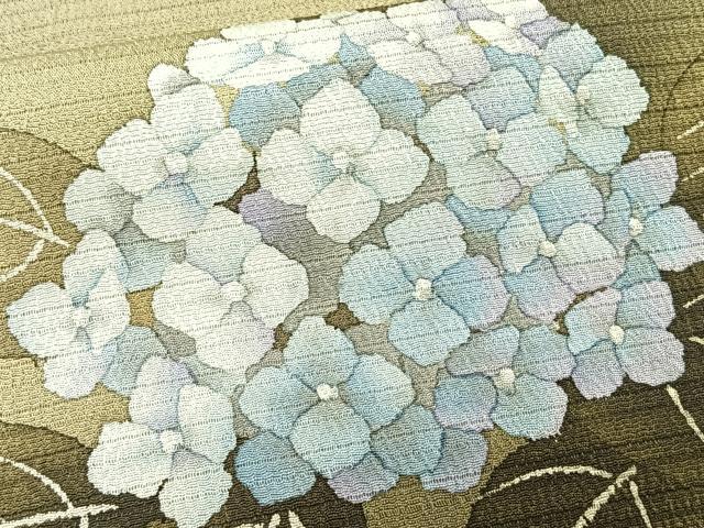 平和屋着物＊夏物　九寸名古屋帯　紫陽花　正絹　逸品　CABK1345fb
