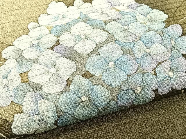 平和屋着物＊夏物　九寸名古屋帯　紫陽花　正絹　逸品　CABK1345fb
