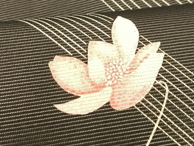 平和屋着物＊夏物　九寸名古屋帯　枝花文　黒地　CABK1346fb