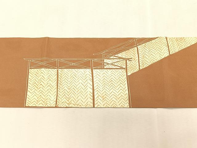 平和屋着物＊夏物　絽塩瀬　九寸名古屋帯　竹垣文　正絹　逸品　CABK1348fb