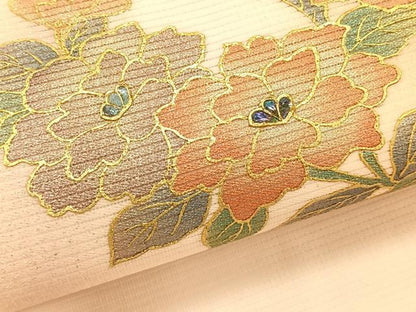 平和屋着物＊夏物　九寸名古屋帯　螺鈿　枝花文　金彩　正絹　逸品　CABK1350fb