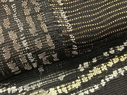 平和屋着物＊夏物　八寸名古屋帯　抽象文様　黒地　金銀糸　正絹　逸品　CABK1352fb
