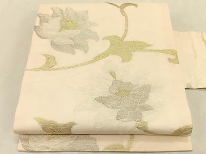 平和屋着物＊夏物　九寸名古屋帯　更紗花文　金銀糸　正絹　逸品　CABK1354fb