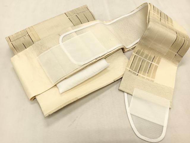 平和屋着物＊夏物　ワンタッチつけ帯　市松文様　正絹　逸品　CABK1355fb