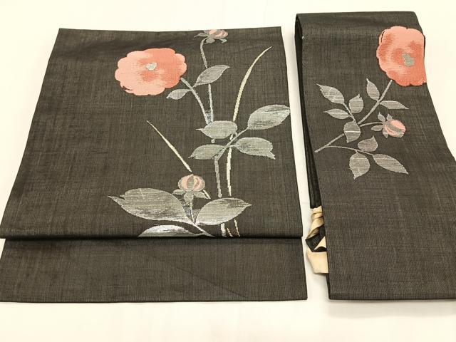 平和屋着物＊夏物　つけ帯　枝花文　金銀糸　正絹　逸品　CABK1356fb