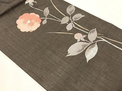 平和屋着物＊夏物　つけ帯　枝花文　金銀糸　正絹　逸品　CABK1356fb