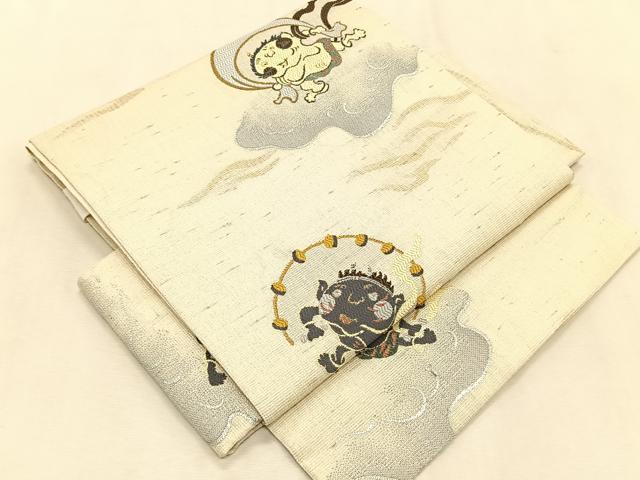 平和屋着物＊夏物　つけ帯　風神雷神　金銀糸　正絹　逸品　未使用　CABK1359fb