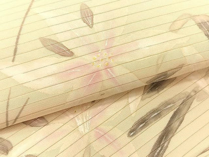 平和屋着物＊夏物　絽塩瀬　九寸名古屋帯　作家物　手描き　枝花文　正絹　逸品　CABK1360fb