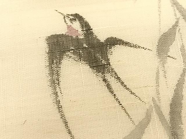 平和屋着物＊夏物　九寸名古屋帯　手描き　燕　正絹　逸品　CABK1364fb