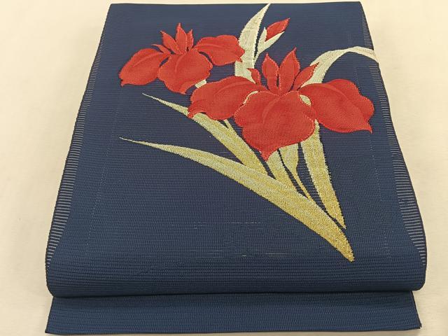 平和屋着物＊夏物　八寸名古屋帯　絽綴れ　杜若　金銀糸　CABK1366fb