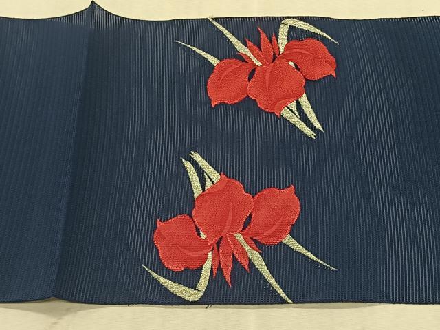 平和屋着物＊夏物　八寸名古屋帯　絽綴れ　杜若　金銀糸　CABK1366fb