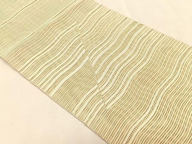 平和屋着物＊夏物　八寸名古屋帯　絽綴れ　よろけ縞　正絹　逸品　CABK1367fb