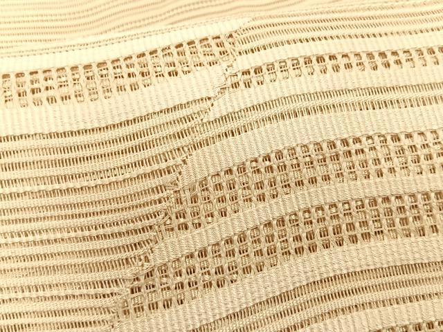 平和屋着物＊夏物　八寸名古屋帯　絽綴れ　よろけ縞　正絹　逸品　CABK1367fb