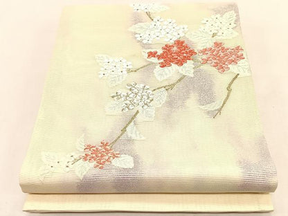 平和屋着物＊夏物　九寸開き名古屋帯　唐織　枝花文　金銀糸　正絹　逸品　CABK1370fb