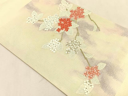 平和屋着物＊夏物　九寸開き名古屋帯　唐織　枝花文　金銀糸　正絹　逸品　CABK1370fb