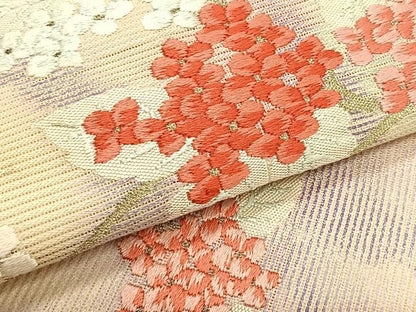 平和屋着物＊夏物　九寸開き名古屋帯　唐織　枝花文　金銀糸　正絹　逸品　CABK1370fb