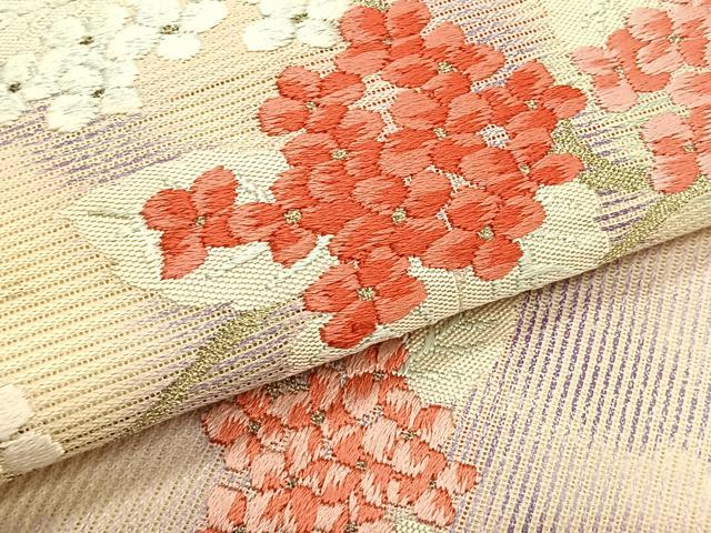 平和屋着物＊夏物　九寸開き名古屋帯　唐織　枝花文　金銀糸　正絹　逸品　CABK1370fb