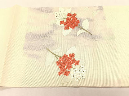 平和屋着物＊夏物　九寸開き名古屋帯　唐織　枝花文　金銀糸　正絹　逸品　CABK1370fb