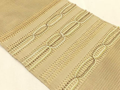 平和屋着物＊夏物　八寸名古屋帯　もじり織　横段文　金糸　正絹　逸品　CABK1371fb