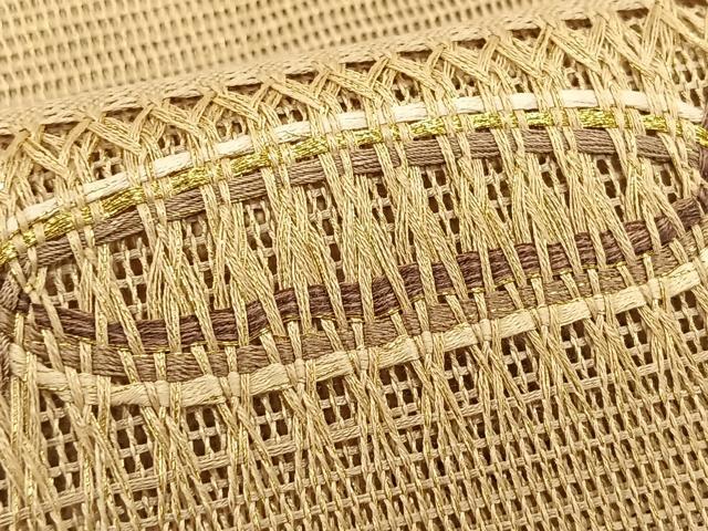 平和屋着物＊夏物　八寸名古屋帯　もじり織　横段文　金糸　正絹　逸品　CABK1371fb