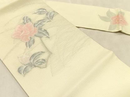 平和屋着物＊夏物　九寸名古屋帯　枝花文　銀糸　正絹　逸品　CABK1372fb