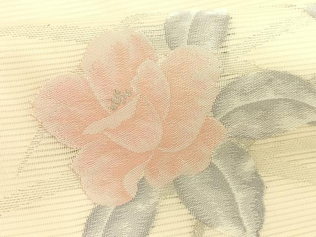 平和屋着物＊夏物　九寸名古屋帯　枝花文　銀糸　正絹　逸品　CABK1372fb