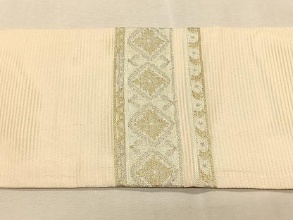 平和屋着物＊夏物　九寸名古屋帯　切嵌花唐草文　金銀糸　正絹　逸品　CABK1376fb