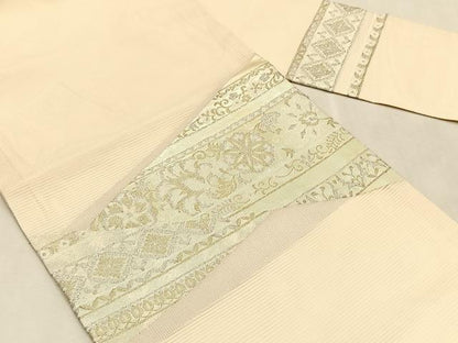 平和屋着物＊夏物　九寸名古屋帯　切嵌花唐草文　金銀糸　正絹　逸品　CABK1376fb