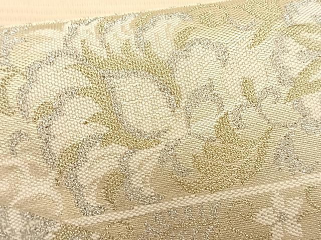 平和屋着物＊夏物　九寸名古屋帯　切嵌花唐草文　金銀糸　正絹　逸品　CABK1376fb