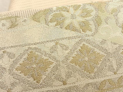 平和屋着物＊夏物　九寸名古屋帯　切嵌花唐草文　金銀糸　正絹　逸品　CABK1376fb