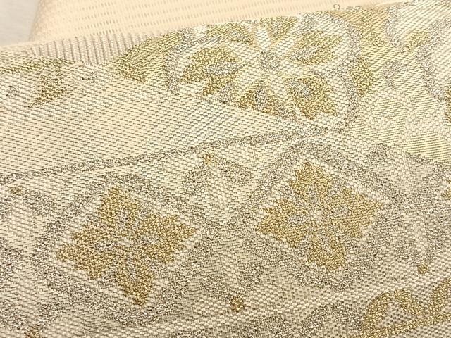 平和屋着物＊夏物　九寸名古屋帯　切嵌花唐草文　金銀糸　正絹　逸品　CABK1376fb