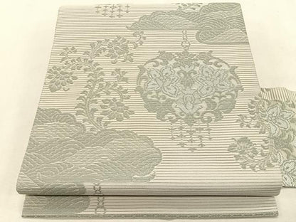 平和屋着物＊夏物　九寸名古屋帯　洋花唐草文　正絹　逸品　CABK1377fb