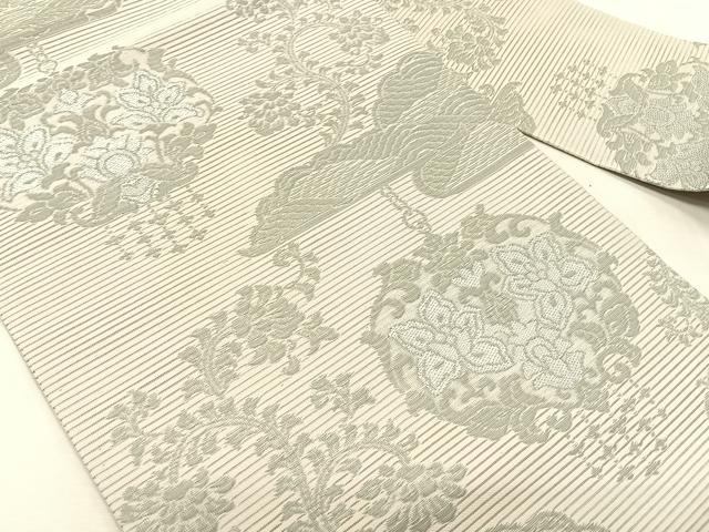 平和屋着物＊夏物　九寸名古屋帯　洋花唐草文　正絹　逸品　CABK1377fb