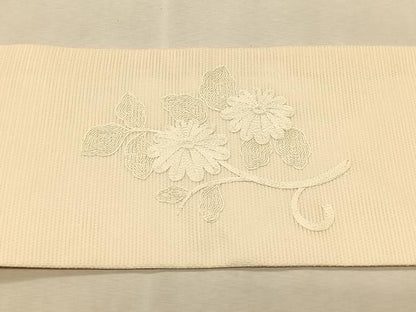 平和屋着物＊夏物　九寸名古屋帯　総刺繍　枝花籠文　三越扱い　正絹　逸品　CABK1378fb