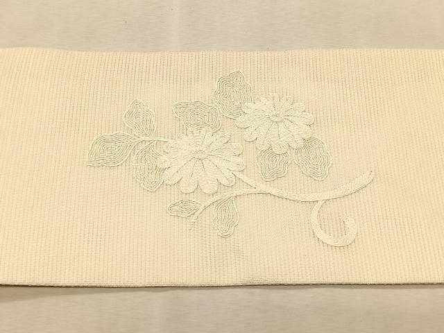 平和屋着物＊夏物　九寸名古屋帯　総刺繍　枝花籠文　三越扱い　正絹　逸品　CABK1378fb