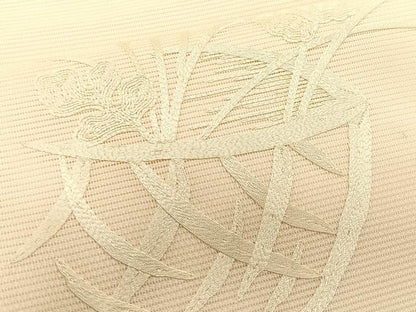 平和屋着物＊夏物　九寸名古屋帯　総刺繍　枝花籠文　三越扱い　正絹　逸品　CABK1378fb