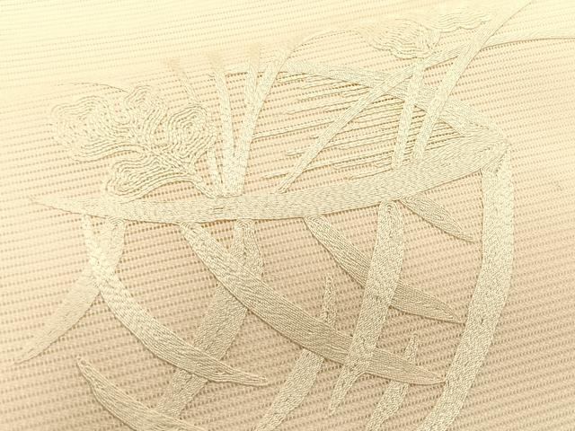 平和屋着物＊夏物　九寸名古屋帯　総刺繍　枝花籠文　三越扱い　正絹　逸品　CABK1378fb