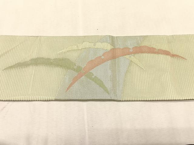 平和屋着物＊夏物　九寸名古屋帯　雪芝文　銀糸　正絹　逸品　CABK1379fb