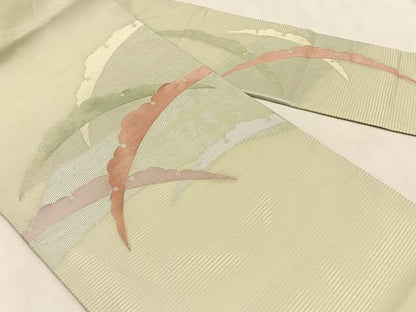 平和屋着物＊夏物　九寸名古屋帯　雪芝文　銀糸　正絹　逸品　CABK1379fb