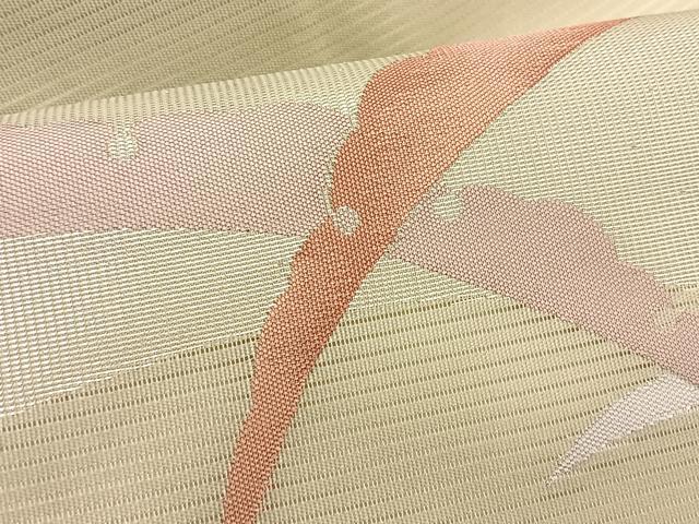 平和屋着物＊夏物　九寸名古屋帯　雪芝文　銀糸　正絹　逸品　CABK1379fb