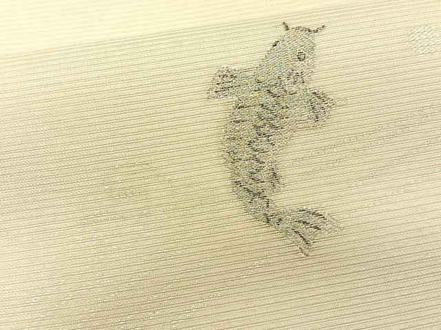 平和屋着物＊夏物　九寸名古屋帯　鯉立波文　金銀糸　正絹　逸品　CABK1380fb