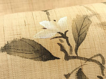 平和屋着物＊夏物　九寸名古屋帯　手描き　枝花文　麻　逸品　CABK1381fb
