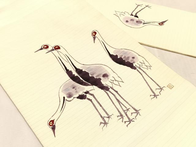 平和屋着物＊夏物　絽塩瀬　九寸名古屋帯　作家物　群鶴　正絹　逸品　CABK1384fb