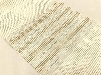 平和屋着物＊夏物　八寸名古屋帯　絽綴れ　横段文　金糸　正絹　逸品　CABK1388fb