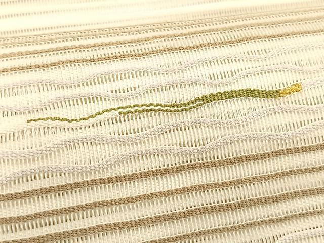 平和屋着物＊夏物　八寸名古屋帯　絽綴れ　横段文　金糸　正絹　逸品　CABK1388fb