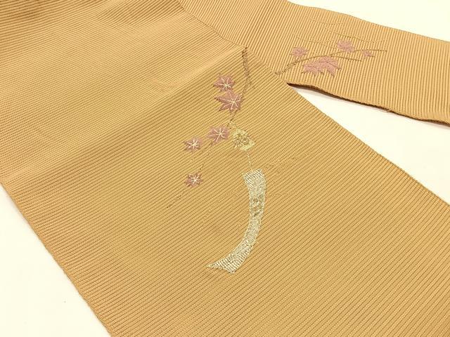 平和屋着物＊夏物　八寸名古屋帯　風鈴枝楓文　金銀糸　正絹　逸品　CABK1392fb