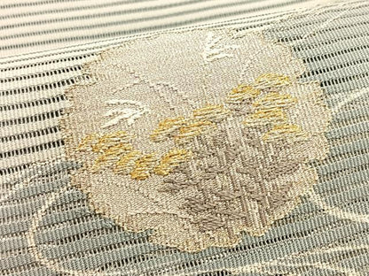 平和屋着物＊夏物　八寸名古屋帯　絽綴れ　流水花丸文　金銀糸　正絹　逸品　CABK1394fb